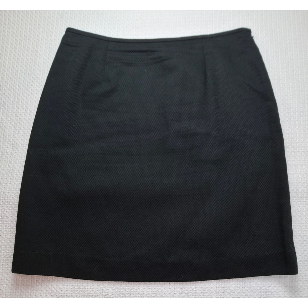 Le Suit Skirt Women 14 Black Cotton Textured‎ Pencil EUC